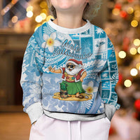Hawaii Mele Kalikimaka Kid Ugly Christmas Sweater Hula Santa Retro Style Blue - Polynesian Pride
