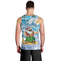Hawaii Mele Kalikimaka Men Tank Top Hula Santa Retro Style Blue - Polynesian Pride