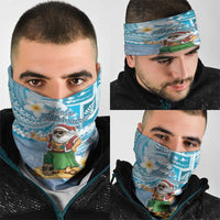 Hawaii Mele Kalikimaka Neck Gaiter Hula Santa Retro Style Blue - Polynesian Pride