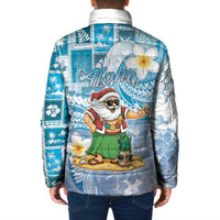 Hawaii Mele Kalikimaka Padded Jacket Hula Santa Retro Style Blue - Polynesian Pride