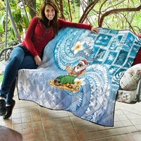 Hawaii Mele Kalikimaka Quilt Hula Santa Retro Style Blue - Polynesian Pride