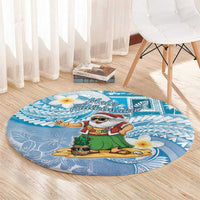Hawaii Mele Kalikimaka Round Carpet Hula Santa Retro Style Blue LT05 - Polynesian Pride