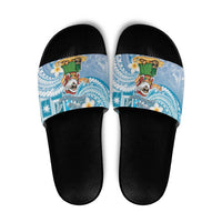 Hawaii Mele Kalikimaka Slide Sandals Hula Santa Retro Style Blue LT05 Blue - Polynesian Pride