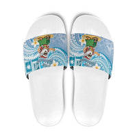 Hawaii Mele Kalikimaka Slide Sandals Hula Santa Retro Style Blue LT05 Blue - Polynesian Pride