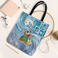 Hawaii Mele Kalikimaka Tote Bag Hula Santa Retro Style Blue - Polynesian Pride