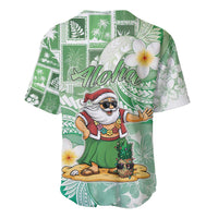 Hawaii Mele Kalikimaka Baseball Jersey Hula Santa Retro Style Green - Polynesian Pride