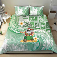 Hawaii Mele Kalikimaka Bedding Set Hula Santa Retro Style Green - Polynesian Pride