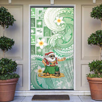 Hawaii Mele Kalikimaka Door Cover Hula Santa Retro Style Green - Polynesian Pride