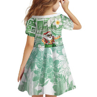 Hawaii Mele Kalikimaka Family Matching Off Shoulder Maxi Dress and Hawaiian Shirt Hula Santa Retro Style Green - Polynesian Pride