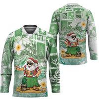 Hawaii Mele Kalikimaka Hockey Jersey Hula Santa Retro Style Green LT05 - Polynesian Pride