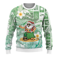 Hawaii Mele Kalikimaka Ugly Christmas Sweater Hula Santa Retro Style Green - Polynesian Pride