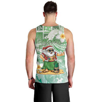 Hawaii Mele Kalikimaka Men Tank Top Hula Santa Retro Style Green - Polynesian Pride