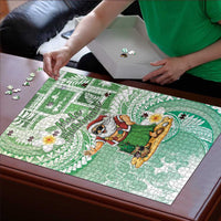 Hawaii Mele Kalikimaka Puzzle Hula Santa Retro Style Green - Polynesian Pride