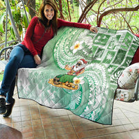 Hawaii Mele Kalikimaka Quilt Hula Santa Retro Style Green - Polynesian Pride