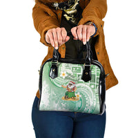 Hawaii Mele Kalikimaka Shoulder Handbag Hula Santa Retro Style Green LT05 One Size Green - Polynesian Pride