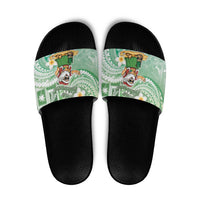 Hawaii Mele Kalikimaka Slide Sandals Hula Santa Retro Style Green LT05 Green - Polynesian Pride