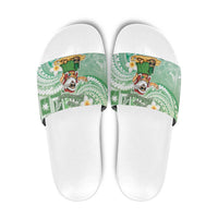 Hawaii Mele Kalikimaka Slide Sandals Hula Santa Retro Style Green LT05 Green - Polynesian Pride