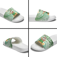 Hawaii Mele Kalikimaka Slide Sandals Hula Santa Retro Style Green LT05 - Polynesian Pride
