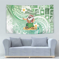 Hawaii Mele Kalikimaka Tapestry Hula Santa Retro Style Green - Polynesian Pride