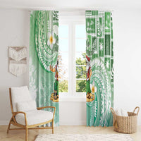 Hawaii Mele Kalikimaka Window Curtain Hula Santa Retro Style Green - Polynesian Pride