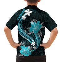 Aqua Polynesian Pattern With Tropical Flowers Hawaiian Shirt LT05 - Polynesian Pride