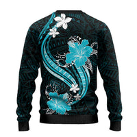 Aqua Polynesian Pattern With Tropical Flowers Ugly Christmas Sweater LT05 - Polynesian Pride