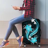 Aqua Polynesian Pattern With Tropical Flowers Luggage Cover LT05 - Polynesian Pride
