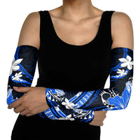 Blue Polynesian Pattern With Tropical Flowers Arm Sleeves LT05 - Polynesian Pride