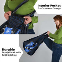 Blue Polynesian Pattern With Tropical Flowers Grocery Bag