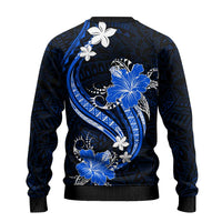 Blue Polynesian Pattern With Tropical Flowers Ugly Christmas Sweater LT05 - Polynesian Pride