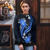 Blue Polynesian Pattern With Tropical Flowers Ugly Christmas Sweater LT05 - Polynesian Pride