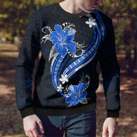Blue Polynesian Pattern With Tropical Flowers Ugly Christmas Sweater LT05 - Polynesian Pride