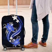 Blue Polynesian Pattern With Tropical Flowers Luggage Cover LT05 Blue - Polynesian Pride