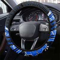Blue Polynesian Pattern With Tropical Flowers Steering Wheel Cover LT05 - Polynesian Pride
