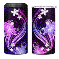 Galaxy Polynesian Pattern With Tropical Flowers 4 in 1 Can Cooler Tumbler