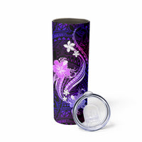 Galaxy Polynesian Pattern With Tropical Flowers Skinny Tumbler
