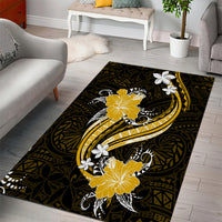 Gold Polynesian Pattern With Tropical Flowers Area Rug LT05 - Polynesian Pride