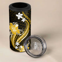 Gold Polynesian Pattern With Tropical Flowers 4 in 1 Can Cooler Tumbler