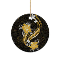 Gold Polynesian Pattern With Tropical Flowers Ceramic Ornament LT05 - Polynesian Pride