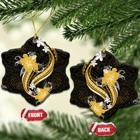 Gold Polynesian Pattern With Tropical Flowers Ceramic Ornament LT05 Snow Flake Gold - Polynesian Pride
