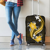 Gold Polynesian Pattern With Tropical Flowers Luggage Cover LT05 - Polynesian Pride
