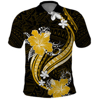 Gold Polynesian Pattern With Tropical Flowers Polo Shirt LT05 Gold - Polynesian Pride