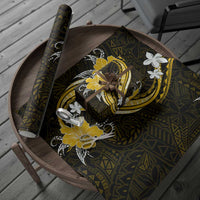 Gold Polynesian Pattern With Tropical Flowers Wrapping Paper LT05 - Polynesian Pride