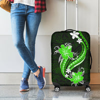 Green Polynesian Pattern With Tropical Flowers Luggage Cover LT05 - Polynesian Pride