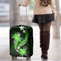 Green Polynesian Pattern With Tropical Flowers Luggage Cover LT05 - Polynesian Pride