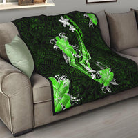 Green Polynesian Pattern With Tropical Flowers Quilt LT05 - Polynesian Pride