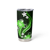 Green Polynesian Pattern With Tropical Flowers Tumbler Cup