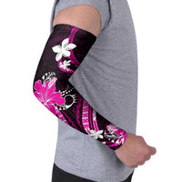 Pink Polynesian Pattern With Tropical Flowers Arm Sleeves - Polynesian Pride
