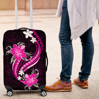 Pink Polynesian Pattern With Tropical Flowers Luggage Cover LT05 Pink - Polynesian Pride
