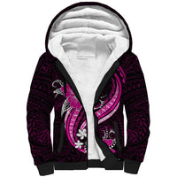 Pink Polynesian Pattern With Tropical Flowers Sherpa Hoodie LT05 Unisex Pink - Polynesian Pride